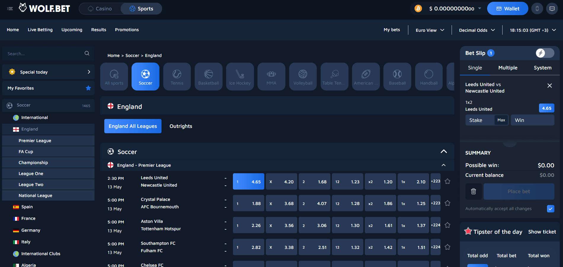 Wolfbet-urheiluvedonlyöntisivu