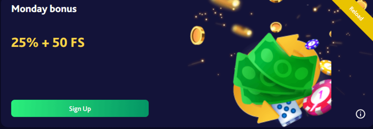 7bitcasino Maanantain uudelleenlatausbonukset