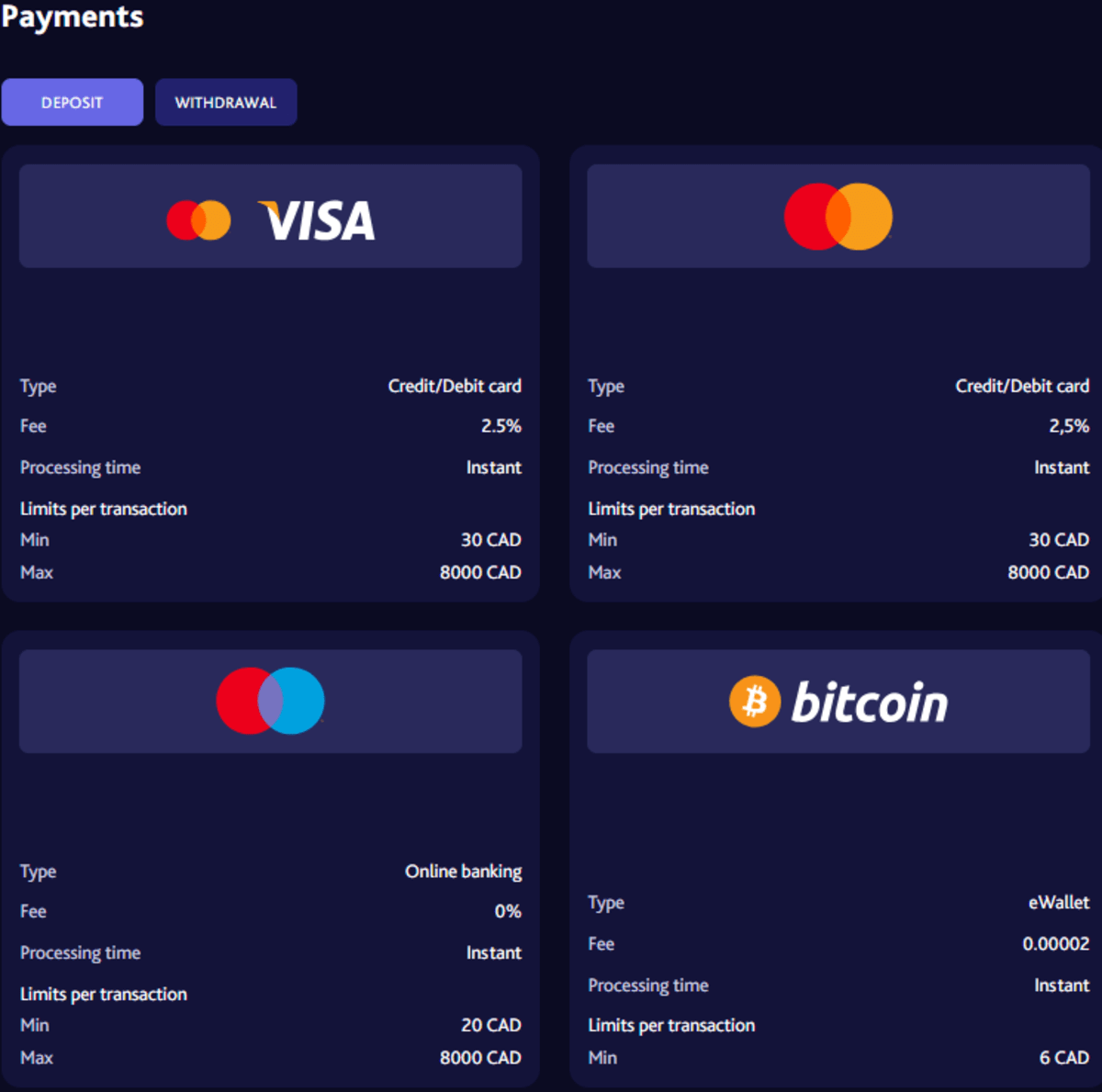 7bitcasino Maksutavat