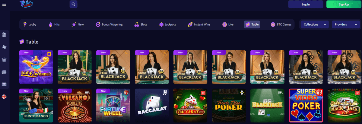 7bitcasino Pöytäpelit