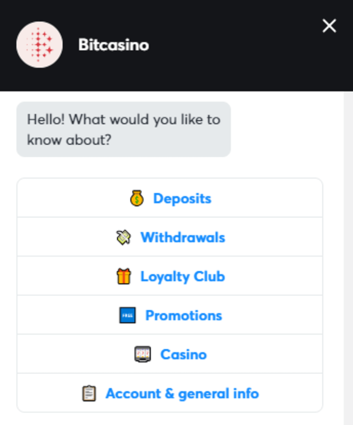 Bitcasino Live Chat