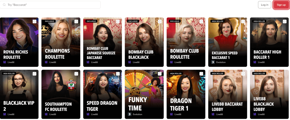 Bitcasino Live-pelit