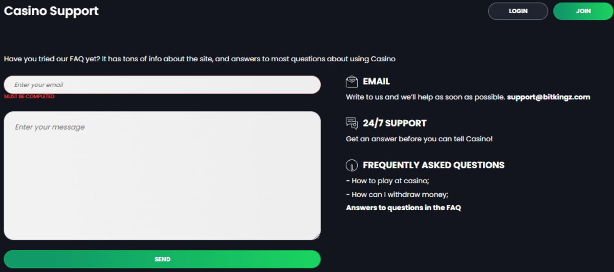 Bitkingz Sähköpostituki
