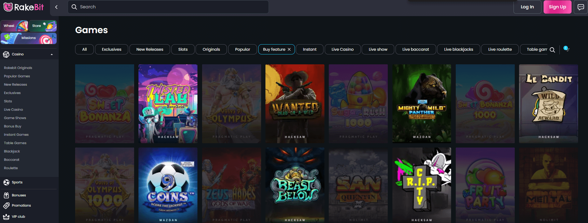 Rakebit Bonus Buy -pelit